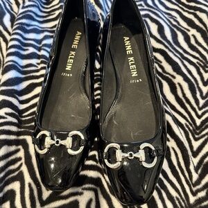 Anne Klein Cora Patent Leather Buckle Chain Detail Ballet Flats